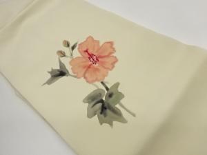 作家物　塩瀬手描き花葉模様名古屋帯